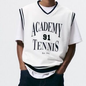 ZARA Men’s Collegiate‎ Academy Tennis Sleeveless V-Neck Sweater Vest Size XL